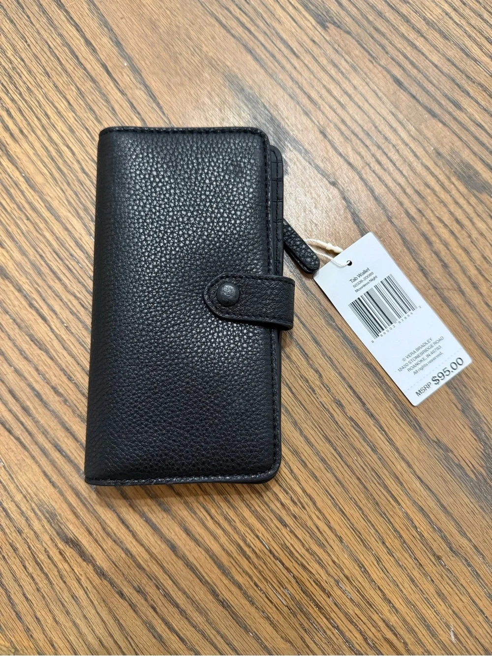 Vera Bradley Black Leather Tab Wallet